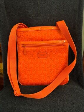 Michael Kors Tangerine Neoprene MK Embossed Crossbody Shoulder Bag